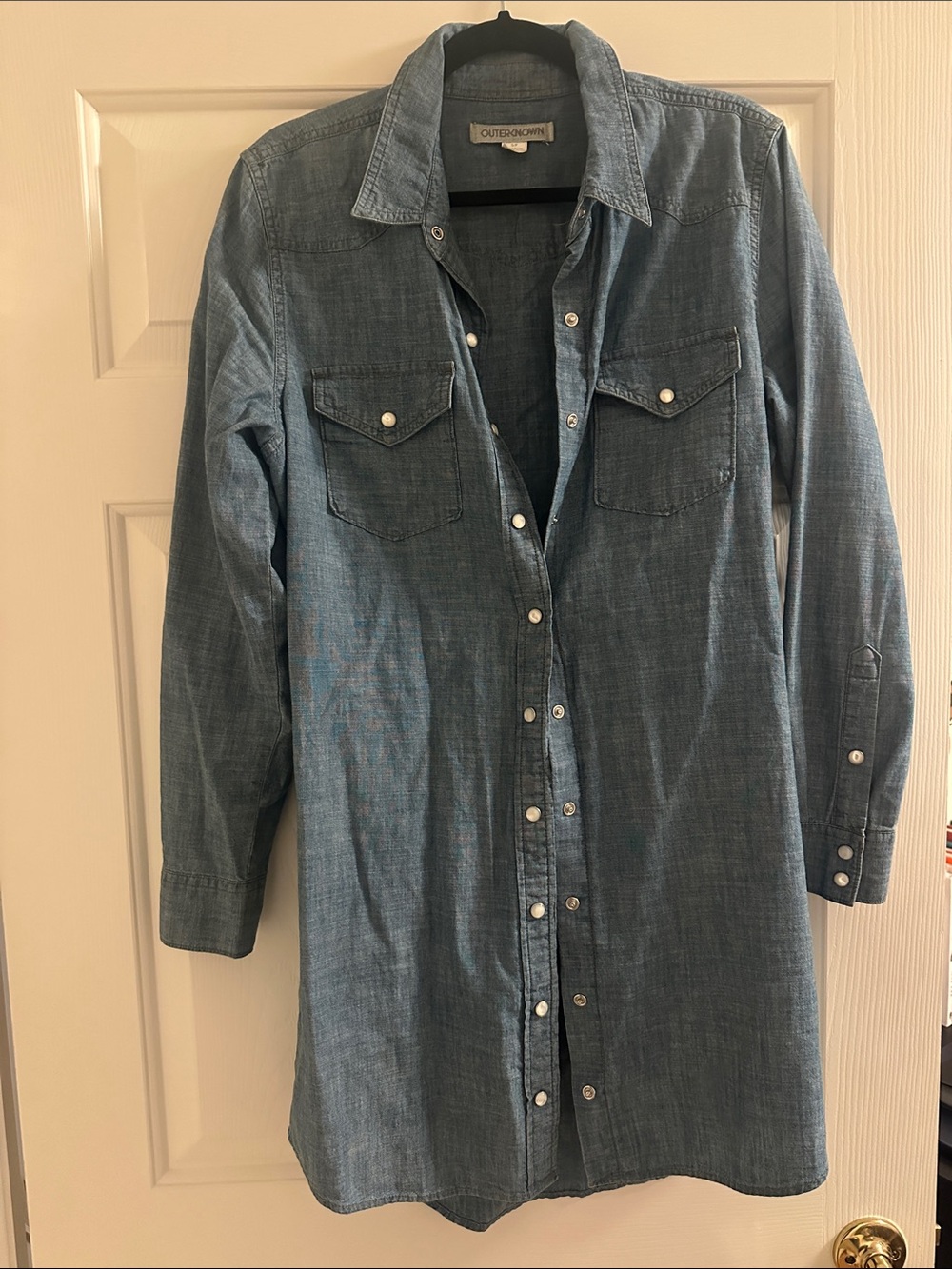 Outerknown Light Blue Chambray Button-Up Shirt Dress